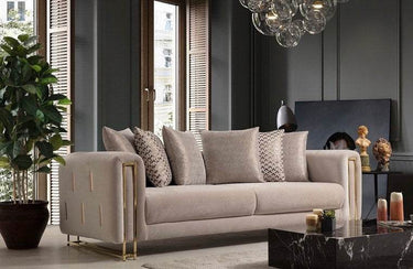 Sydney Luxury Sofa Suite Set in Cream Velvet with Exquisite Metal Detailing - UK Luxury Furniture